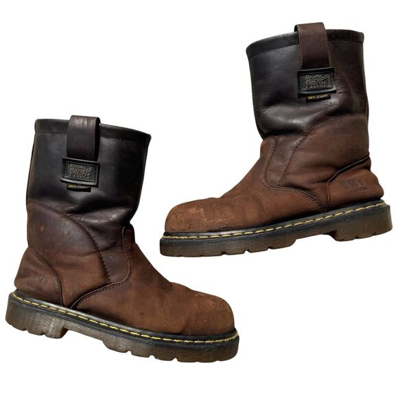 Dr Martens Icon Steel Toe Work Boots Brown Leather M9 L10 Industrial Anti Static - Picture 3 of 16